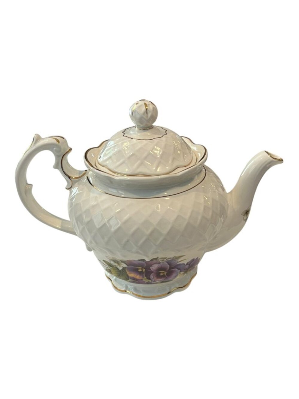 Crown Dorset Staffordshire England Teapot Flowered and Gold Trim - Picture 10 of 10